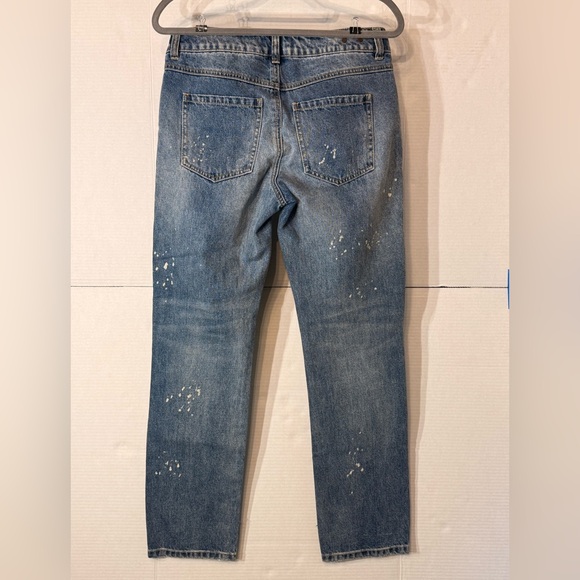 Cabi 100% BF Boyfriend Jeans Light Wash Distressed Paint Splatter Size 2 - Picture 3 of 10
